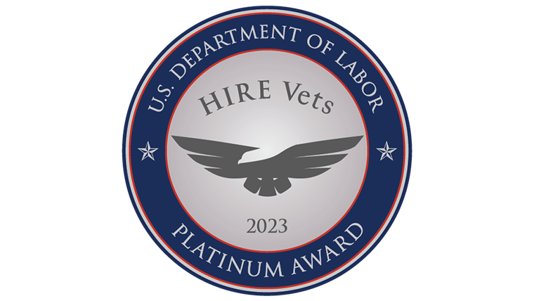 Department of Labor HIRE Vets Platinum Award badge